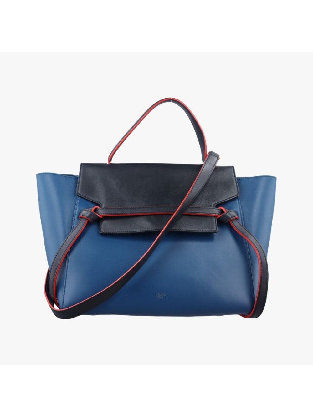 Celine Belt Blue Black Leather